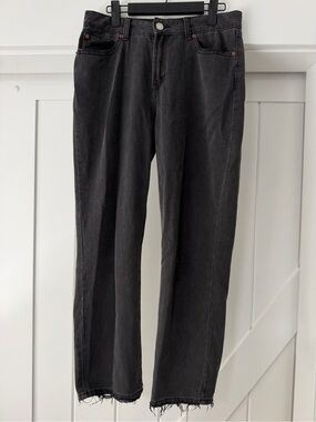 Rewash Black High Rise Straight-Leg Raw Hem Jeans (Size 5, Waist 27)